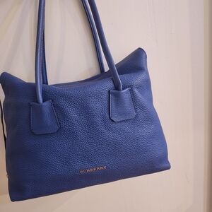Elegant Blue Leather Tote Bag